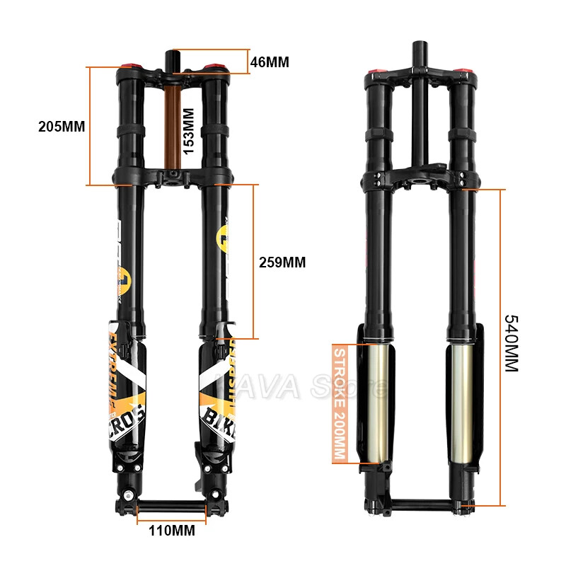 29/27.5er Electric Dirty Bike Front Suspension Air Fork 60lbs Rear Shock 265mm