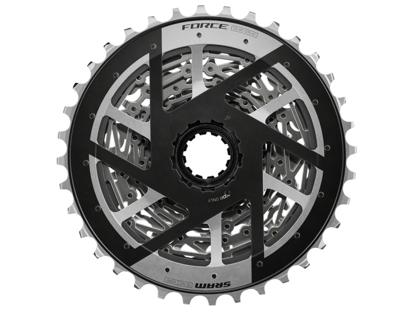 SRAM Force XG-1270 Cassette – 12-Speed, 10-36t, Silver, For XDR Driver Body E1