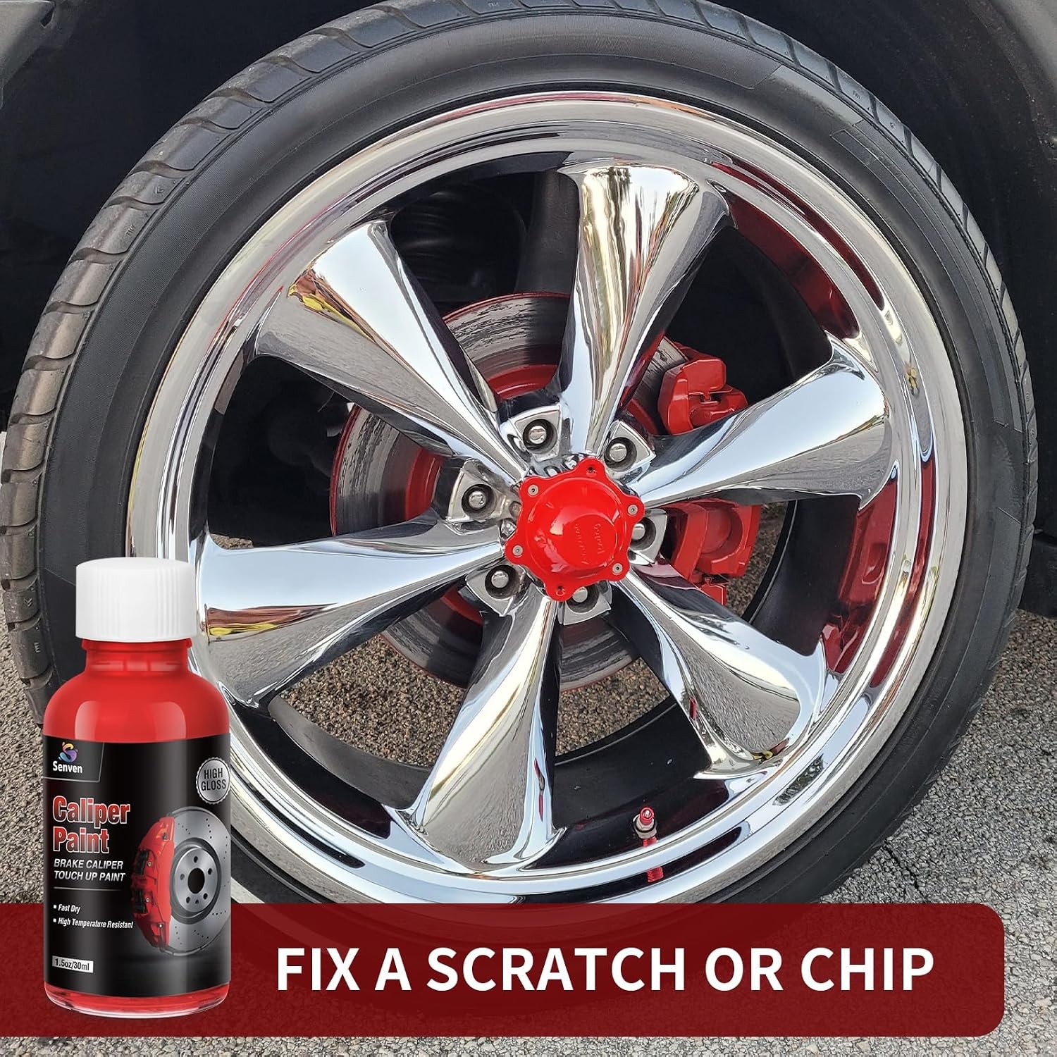 Red Brake Caliper Paint Touch Up Kit 1.5 Fl Oz High Temp Heat Resistant Red