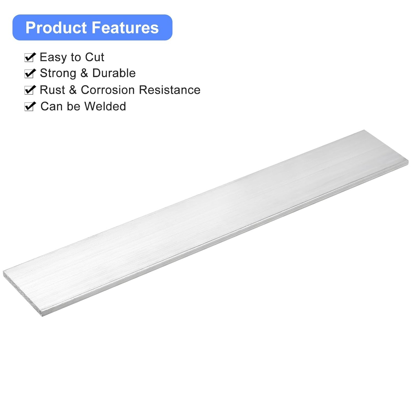 Square Aluminum Flat Bar 6061 Alloy 1/4 Inch Thick 2 Inch Wide 12 Inch Length