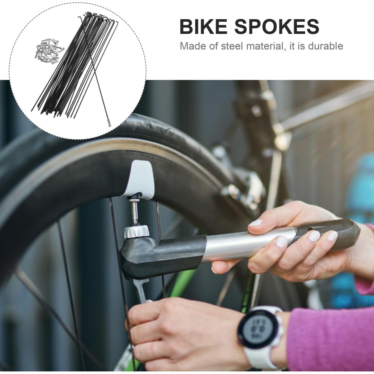 BESPORTBLE 36Pcs 14g Mountain Bike Steel Spokes with 26 inches, Black
