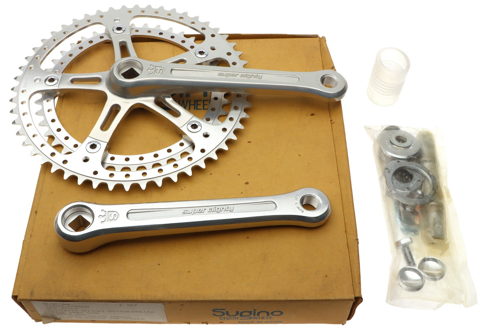 Sugino Super Mighty Crankset 8 Speed 170mm Silver 52/42 W/BB NOS NEW Vintage