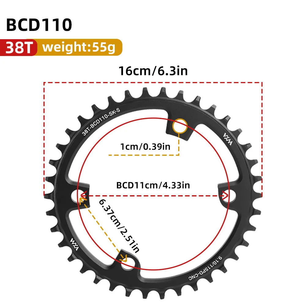 Road Bike 110BCD Crank 4 Claw Chainring Narrow Wide Chainwheel 36-52T for R7000
