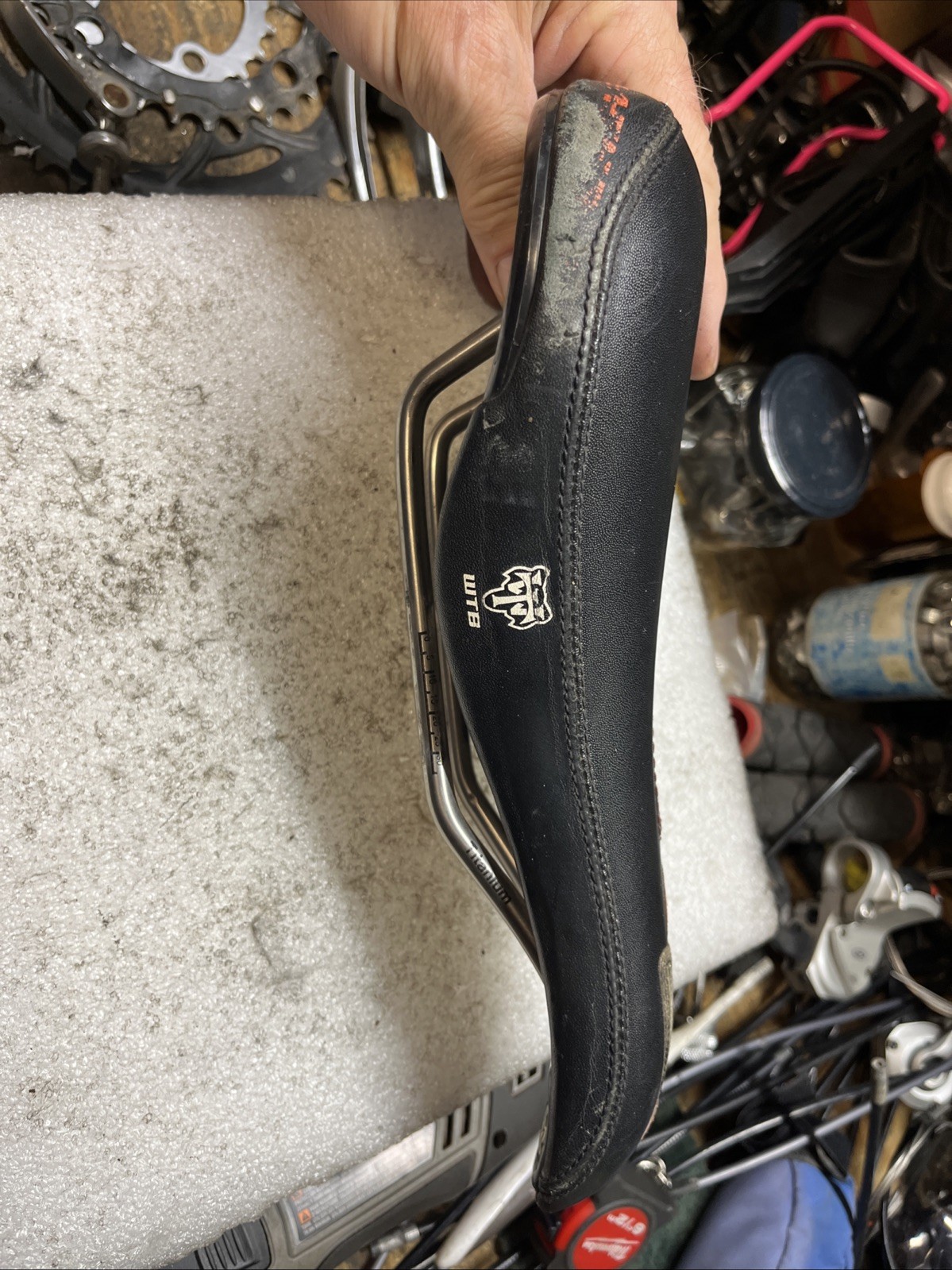 Black WTB Laser V 265mm x 140mm Titanium Rail Saddle