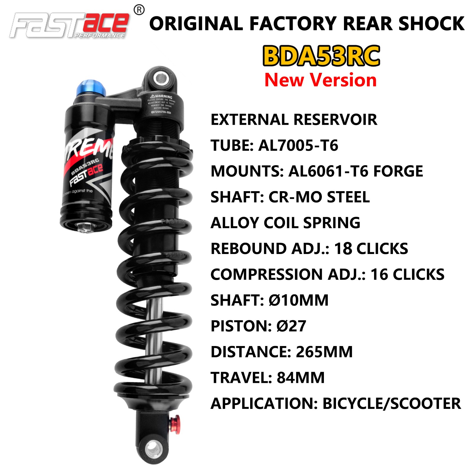 FASTace BDA53RC Rear Shock For SurRon Talaria E-Ride Pro Electric Dirt Bike MTB