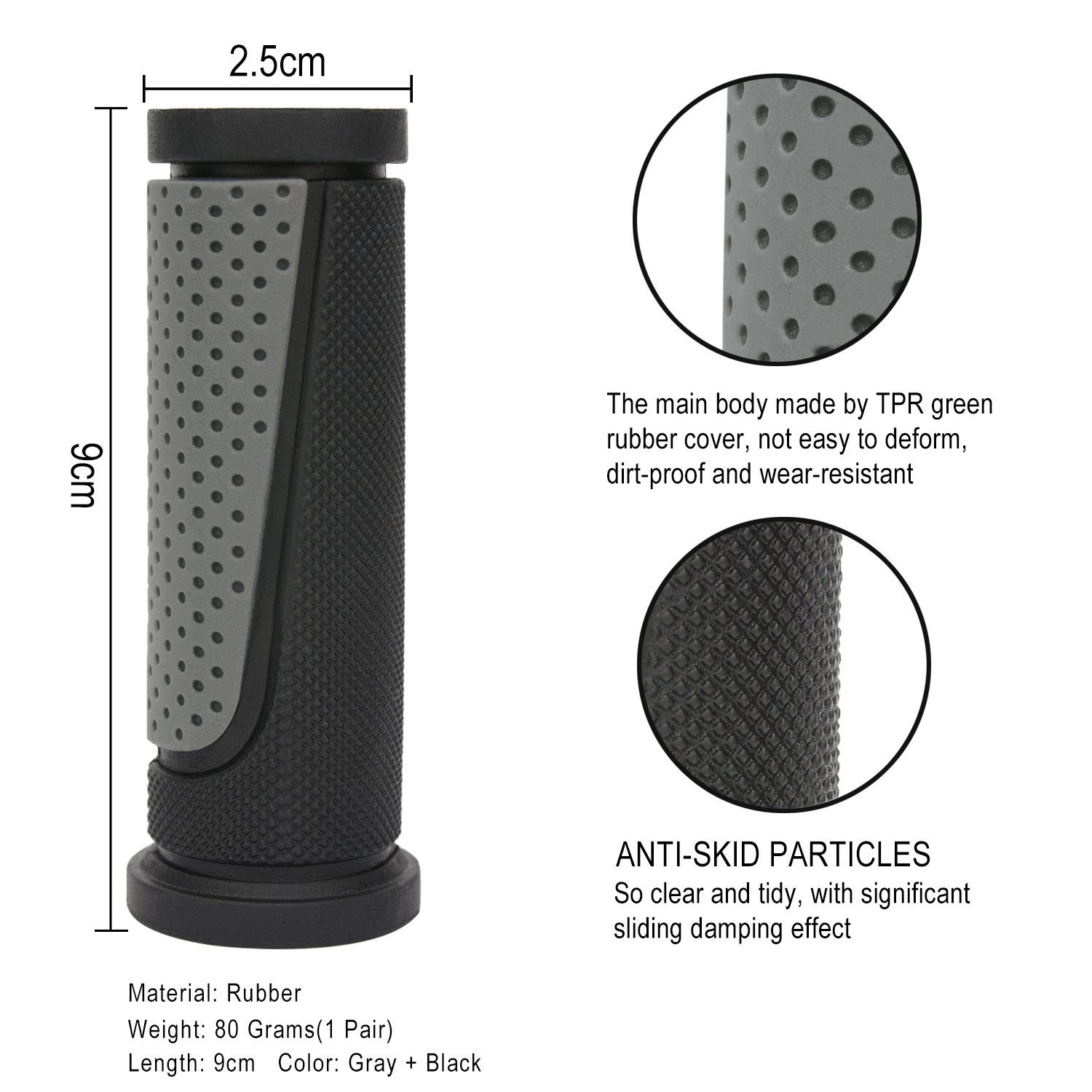 2X Short Mini Handlebar Bicycle Grips Fit Many Standard Bikes 90MM Length (Bl…