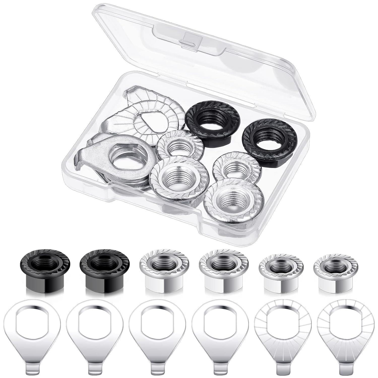 Complete Bike Hub Parts Set – 12 Pcs Axle Nuts & Safety Washers for Safe Riding