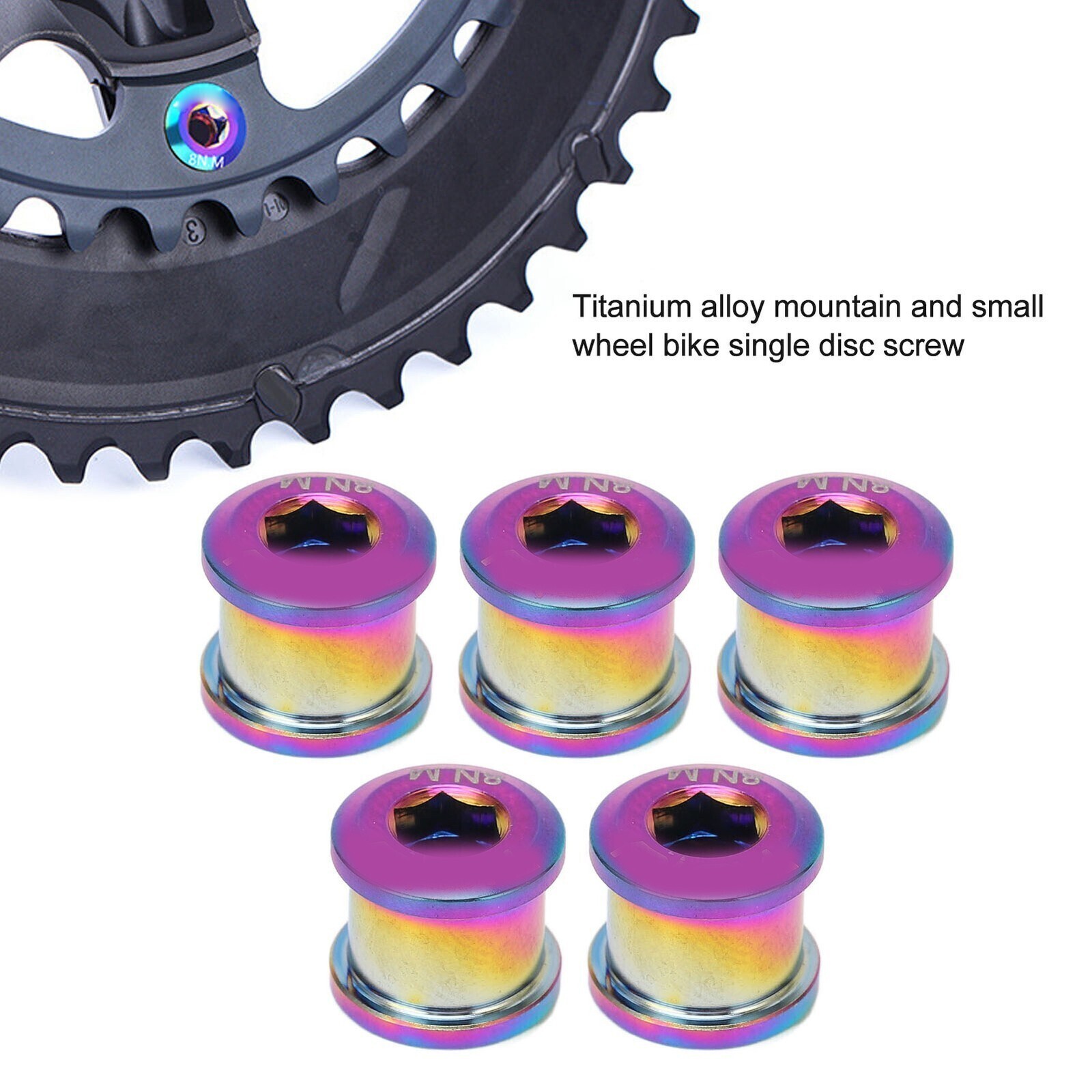 5Pcs 6.5mm Bike Single Chainring Screw Titanium Alloy Rust Protection Cycling