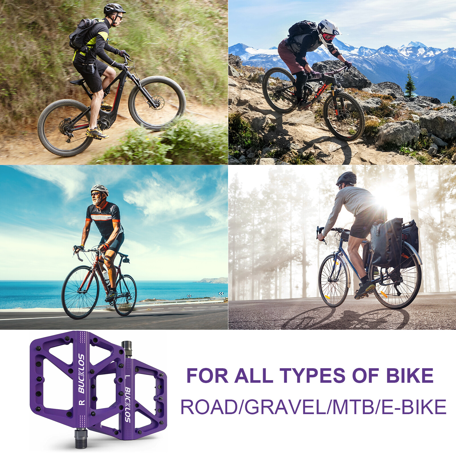 MTB Platform Pedals Bicycle Bearing Pedal Road/Mountain Bike Flat Pedal 9/16″ US