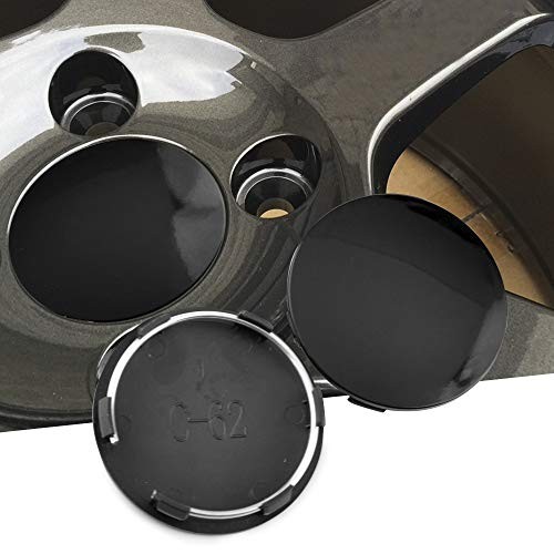 4PCS 62mm Wheel Center Caps Compatible with OD: 2.44 in, ID: 2.28 in Black