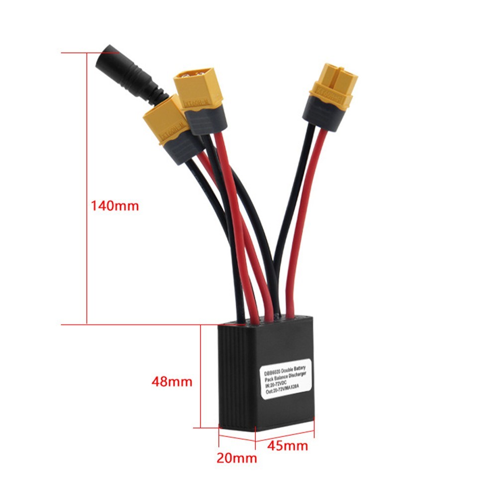 Dual Battery Connection Adapter with Charging for port for 12V 72V 20A For Ebike