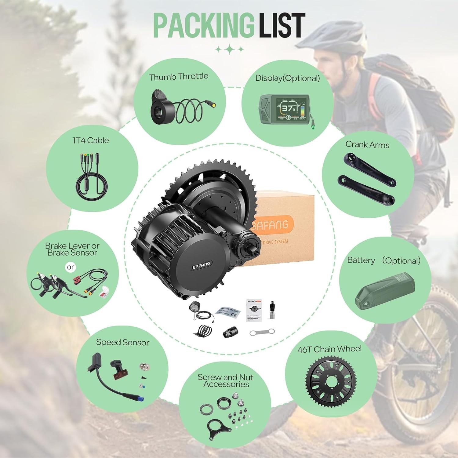 48V/52V1000W BBS02B BBSHD Bafang Mid Motor DIY Conversion Kits For Electric Bike