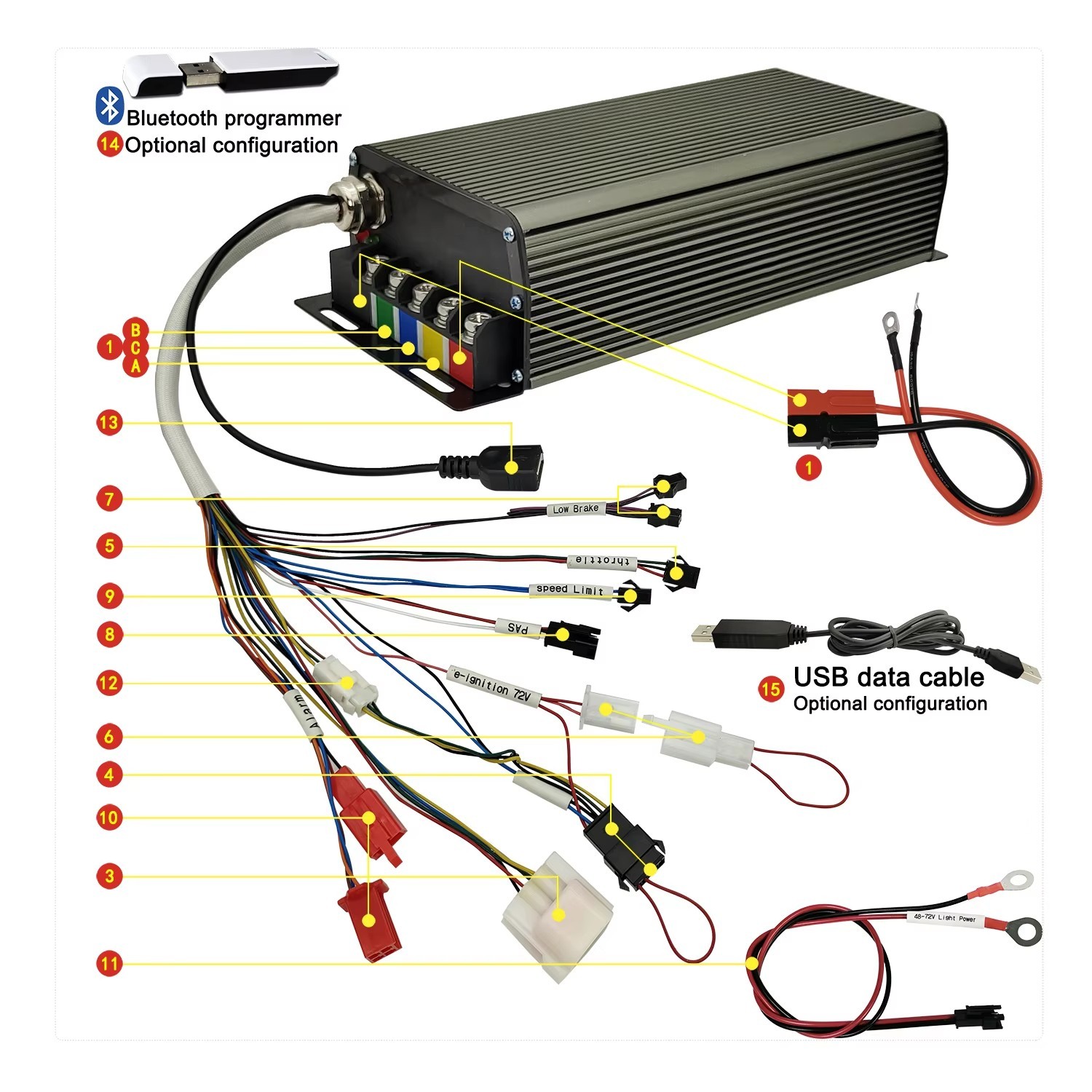 Sabvoton 48V-72V 3000W-5000W 100A eBike Sine Wave Programmable Controller