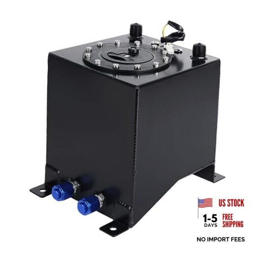2.5 Gallon 10L Fuel Cell Tank with Cap and Level Sender Polished Aluminum