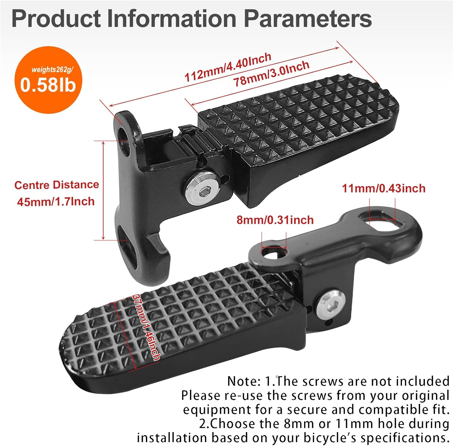 1 Pair Bike Rear Pedals,Mini Folding Bicycle Foot Pegs,Rear Seat Footrest Pedals