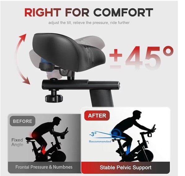 BLUEWIND Noseless Oversized Bike Seat, Memory Foam, 2X As Large, Fits Most Bikes