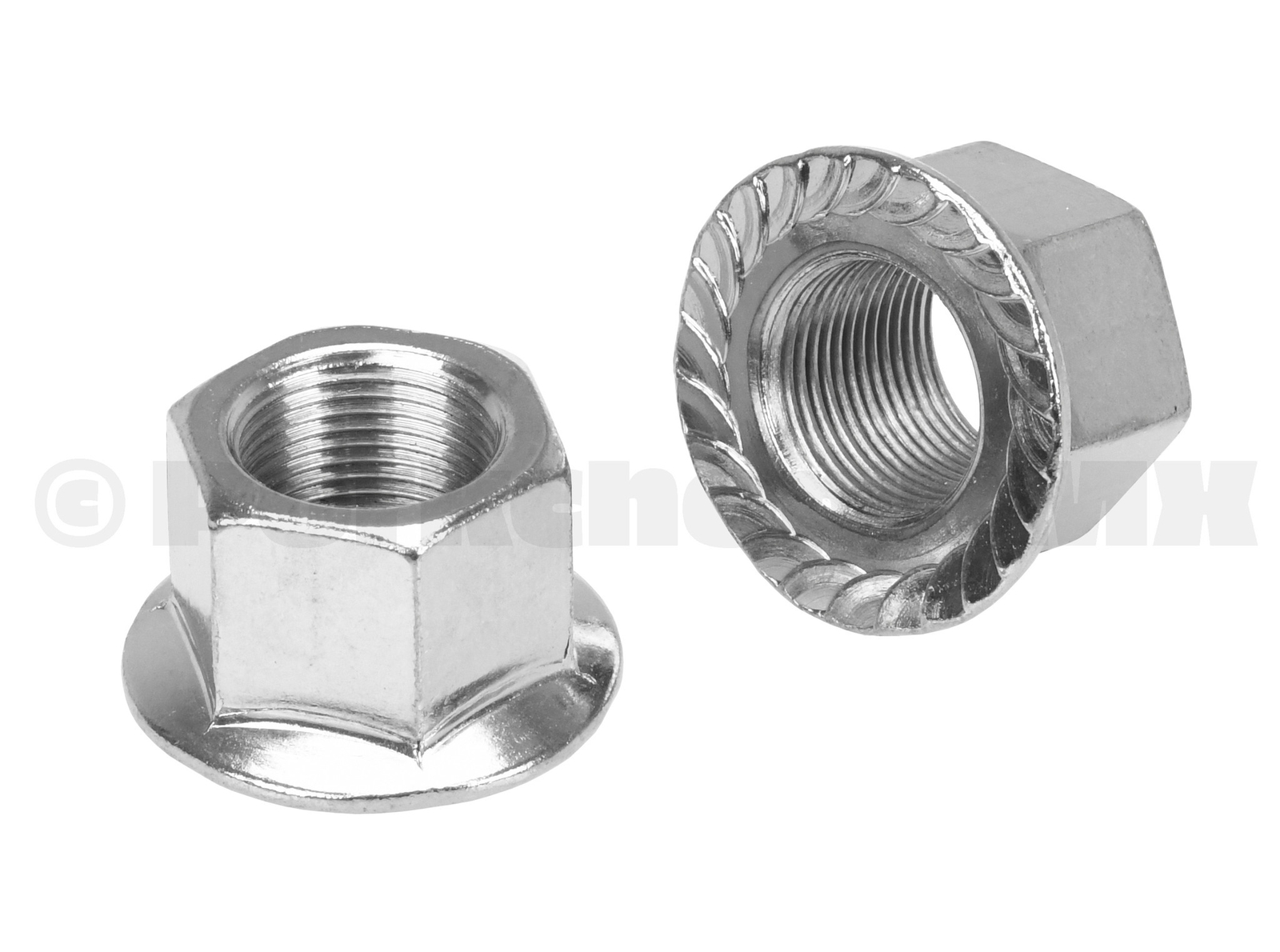 BMX bicycle flanged axle nuts 14mm (M14 X 1.0) – PAIR – CHROME