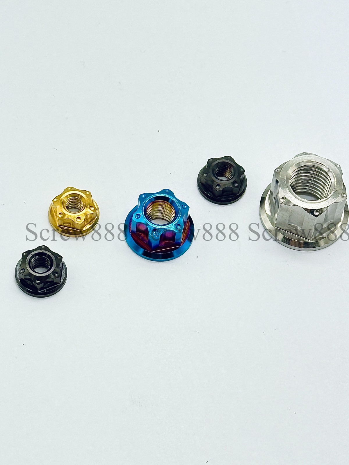 6pcs Titanium Nut M6 M8 M10 M12 M14 M16 Ti Flange Nuts for Motorcycle Rear Axle