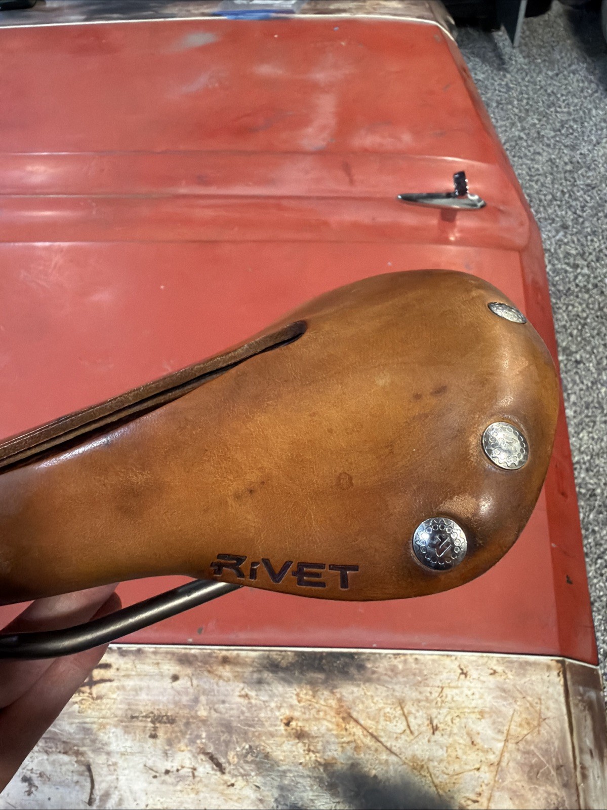 Rivet Cycle Works Brown Leather Saddle Seat titanium Rails The Independence