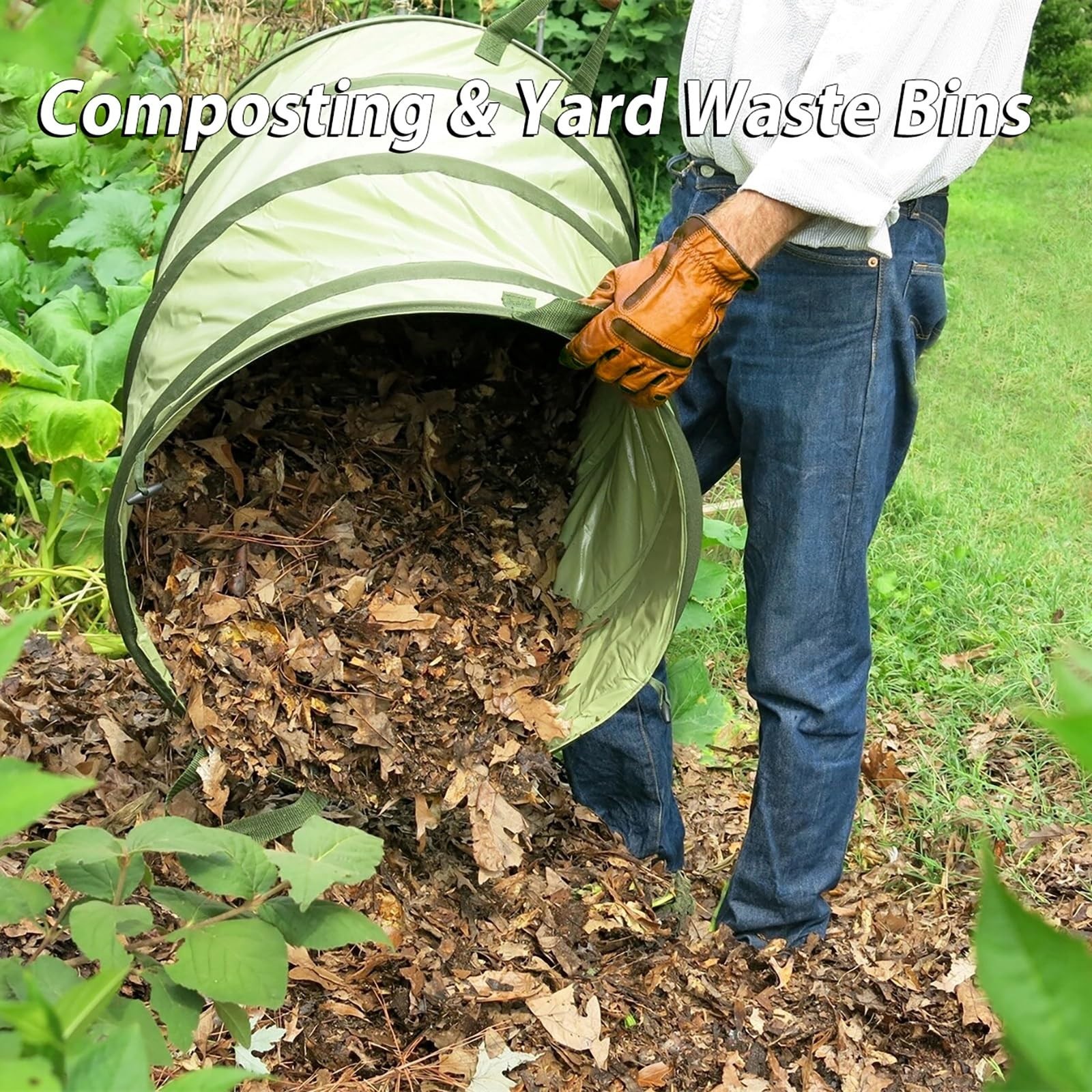 YUDI & GARDEN 45 Gallon Collapsible Garden Bag, Collapsible Trash Can for Gar…
