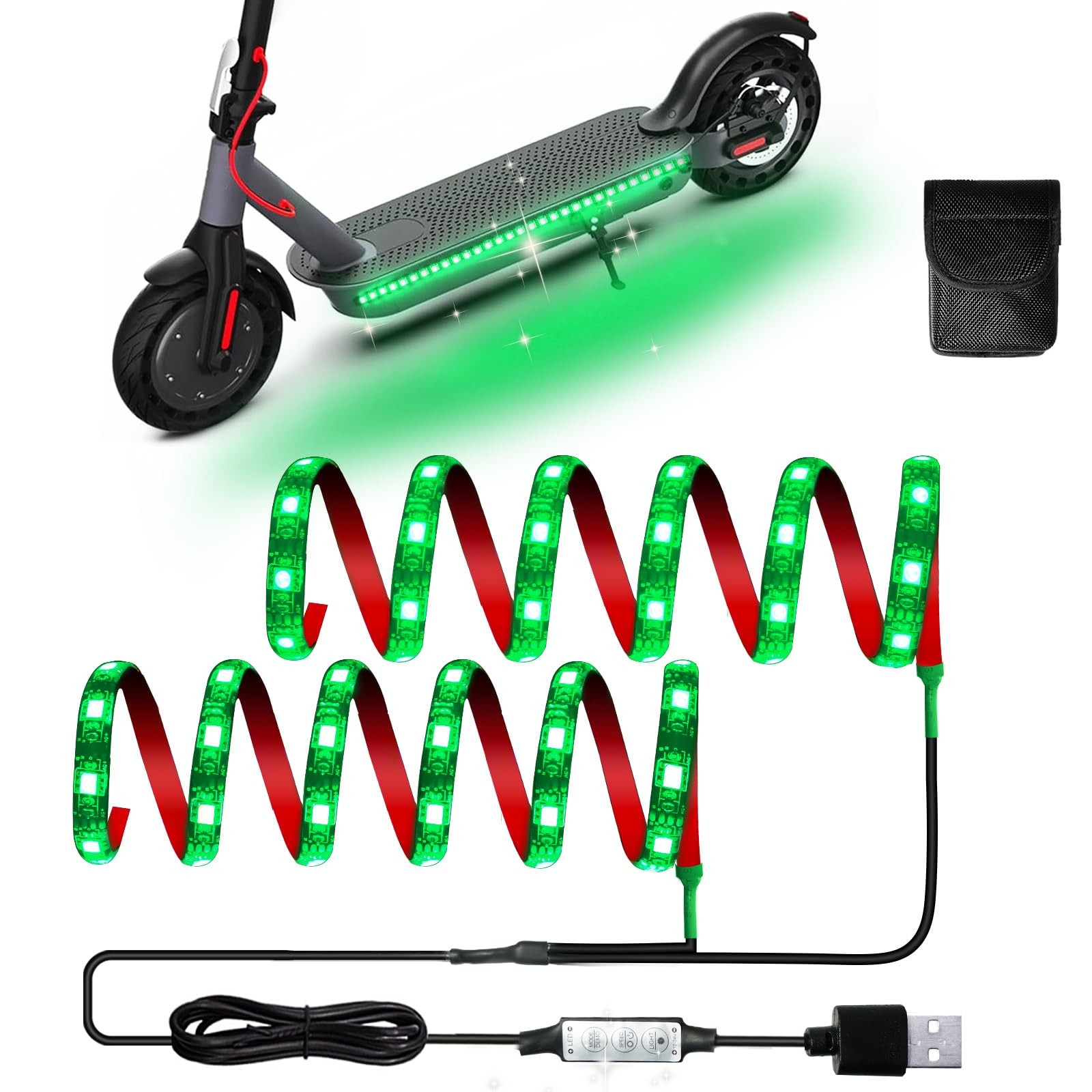 Led Lights for Scooter Night Riding, Electric Scooter LED Light Green Led Lig