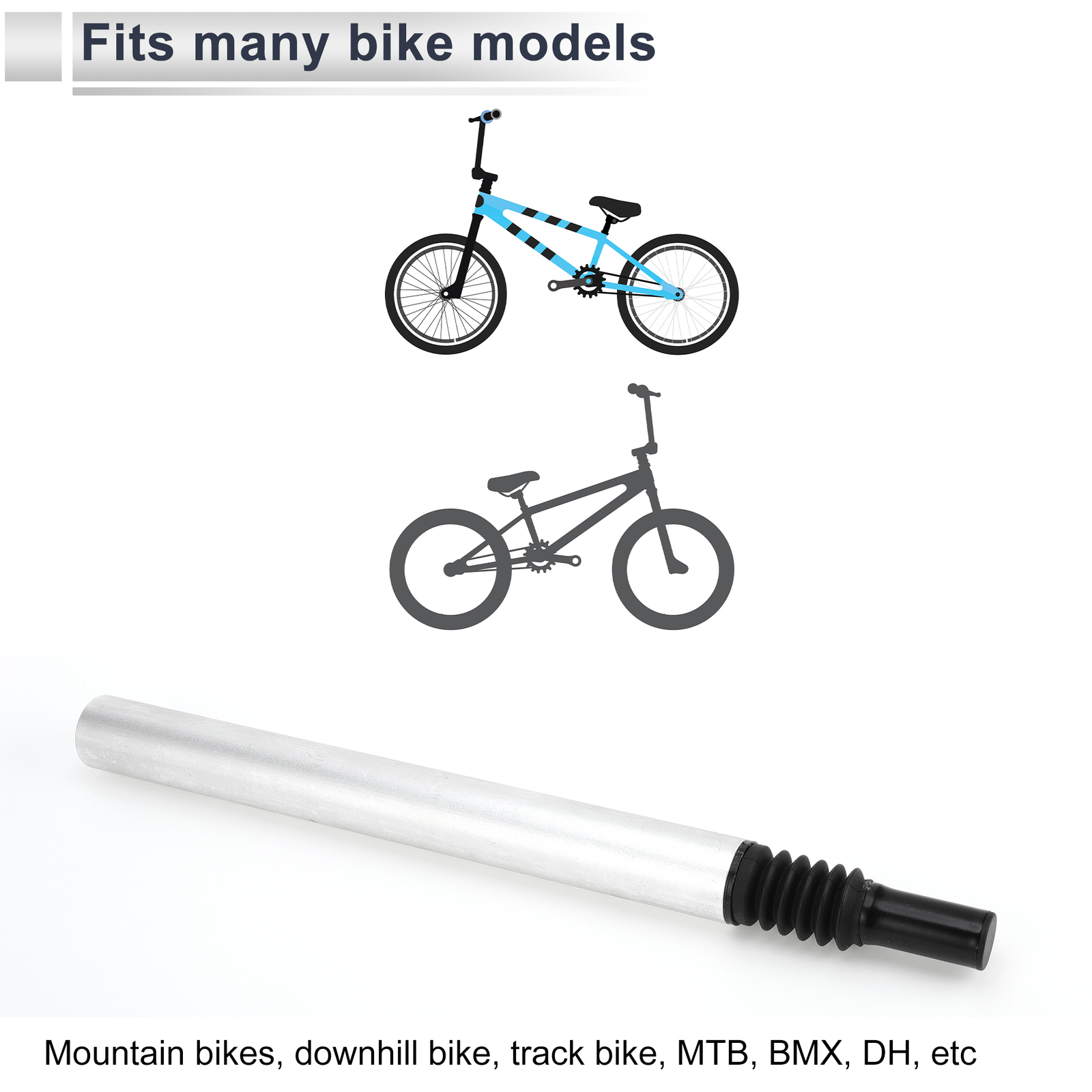 Bike Seat Posts 33.9x400mm Shock-absorbing Post Seat Silver Tone Aluminum Alloy