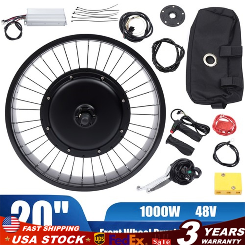 20″ 48V 1000W E-Bike Electric Bicycle Motor Conversion Kit Fat Tire Front Wheel
