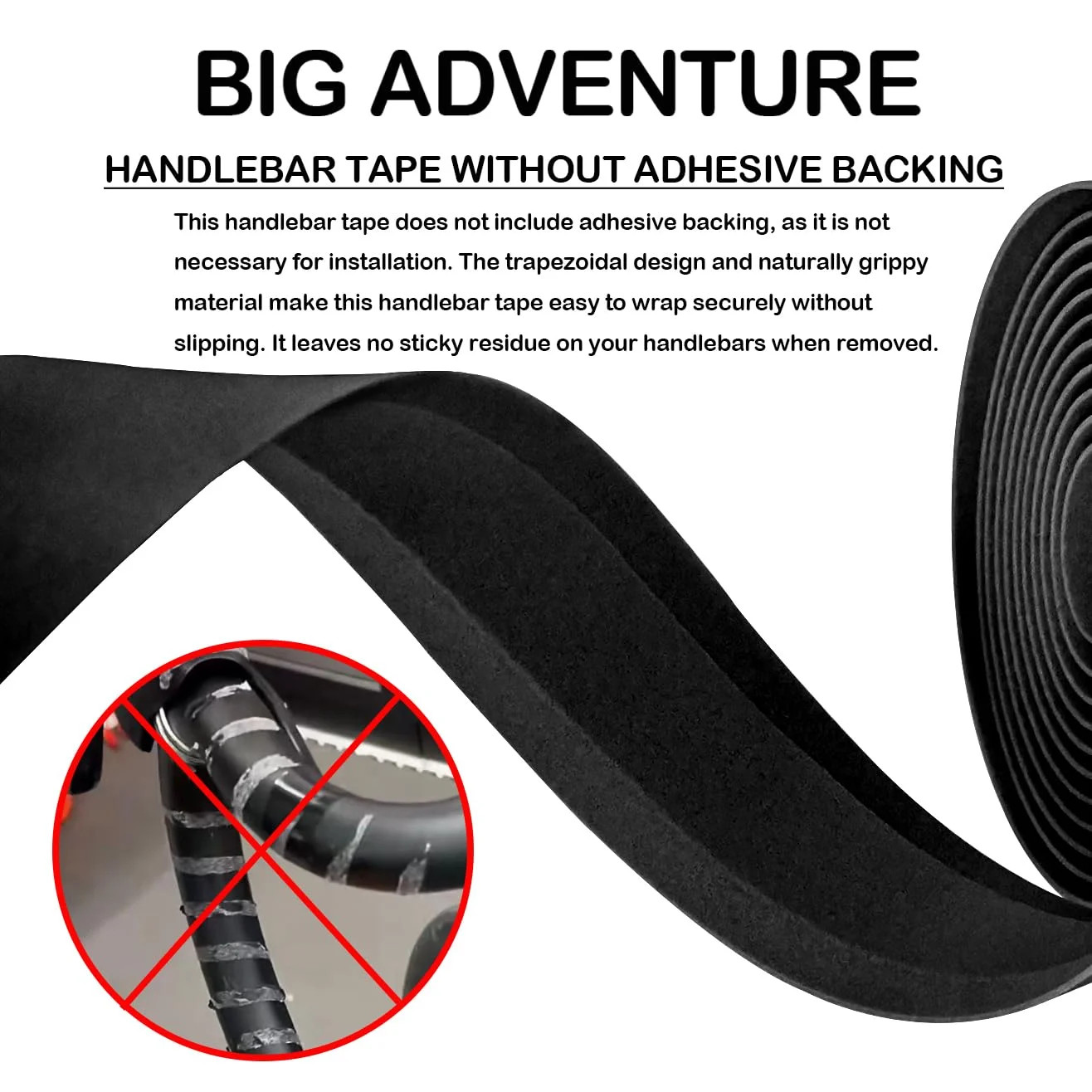 3mm EVA Bicycle Handlebar Tape – Reusable Non-Adhesive Road Bike Bar Wraps with
