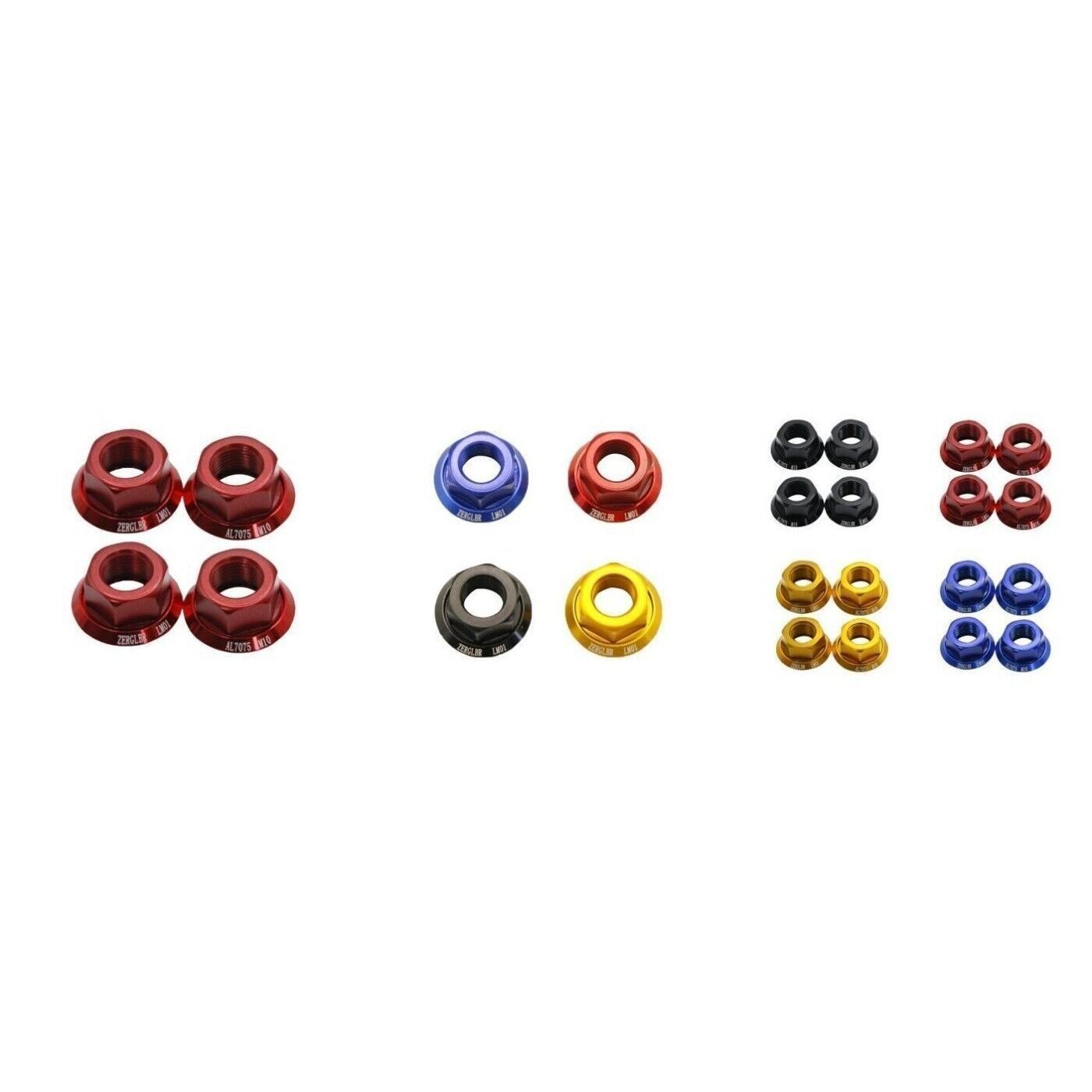 Set of 4 Bike Wheel Hub Axle Nuts Made of 7075 Aluminum Alloy M 10 Size