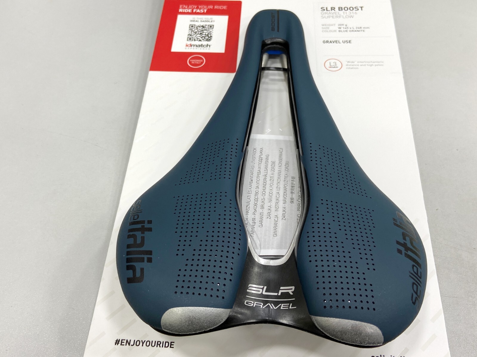 Selle Italia SLR Boost Gravel Ti316 Superflow L3(145x248mm) Saddle Blue Granite