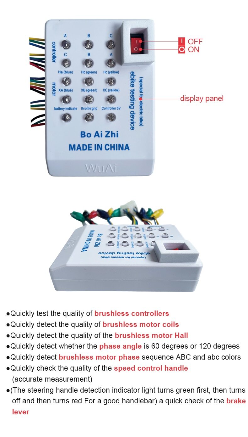 24-72V Electric Bike Brushless Motor Controller Tester for E-bike Accessories
