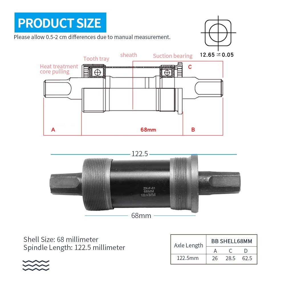 Square Taper JIS Bottom Bracket 68 X123mm for Mountain Bike Replace BB-UN26