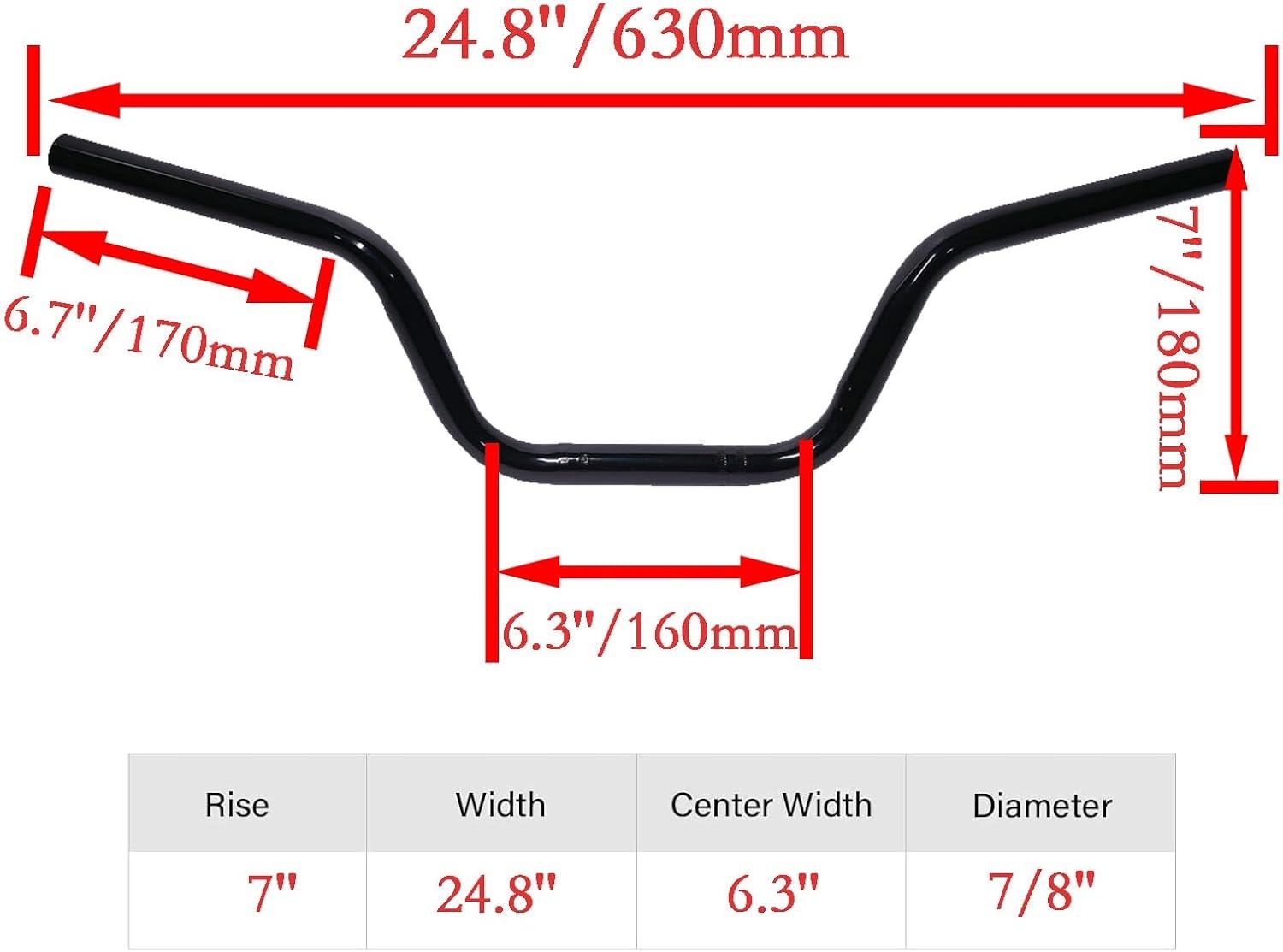Black 7/8» Alloy Steel Mini Bike Handlebars for Coleman & Motovox Models