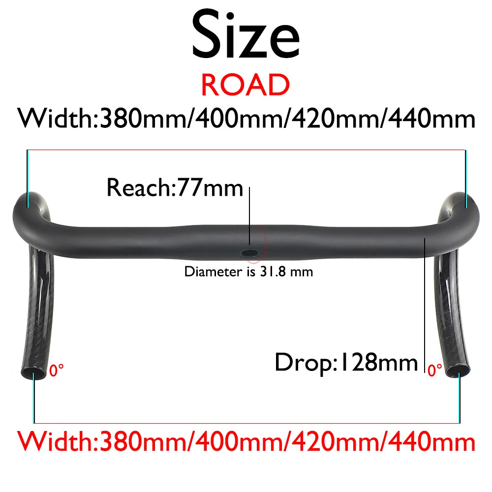 Carbon Fiber Internal Routing Road Gravel XC Bike Handlebars 380/400/420/440mm