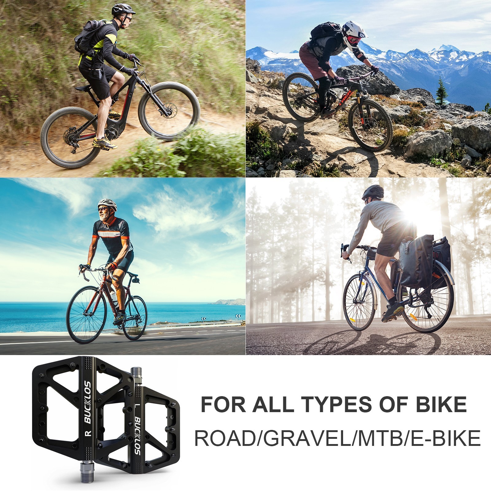 Mountain Road Bike Bicycle Bearing Pedals Widen Nylon Pedals 9/16″ For ROCKBROS