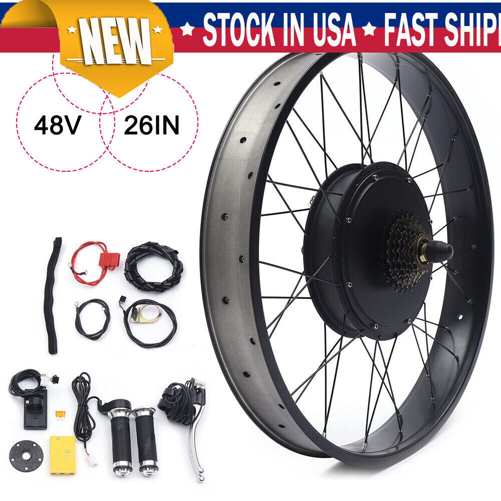 26″ Rear Hub Motor LCD E-Bike Electric Bicycle Conversion Kit Fat Tire 48V 1500W