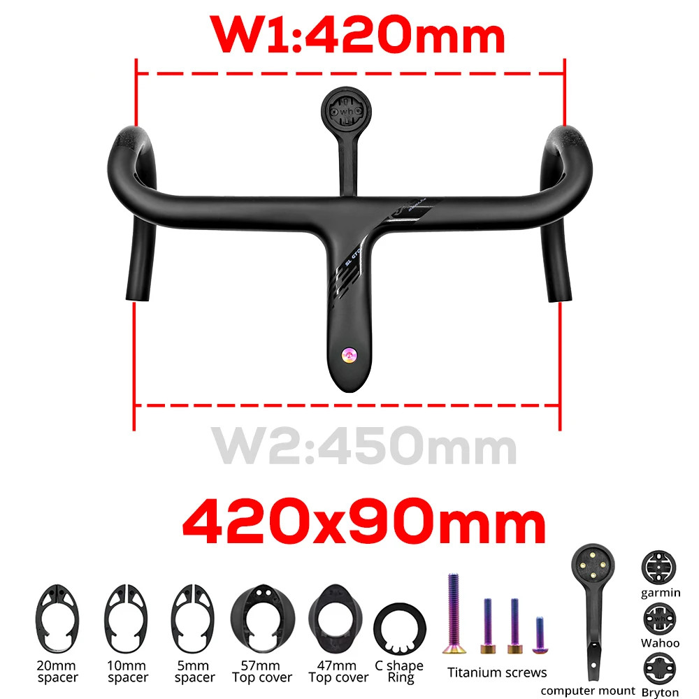 -10 Degree Carbon Road Bike Cockpit Internal Cable Integrated Bicycle Handlebar