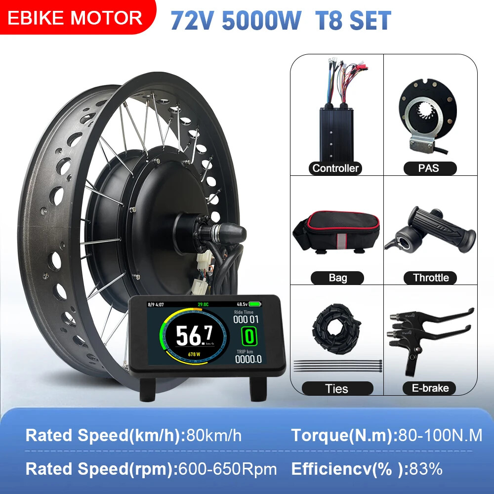 72V 5000W 4.0Tyre 20/24/26inch Snow Fat E-bike Brushless Non-gear Rear Hub Motor