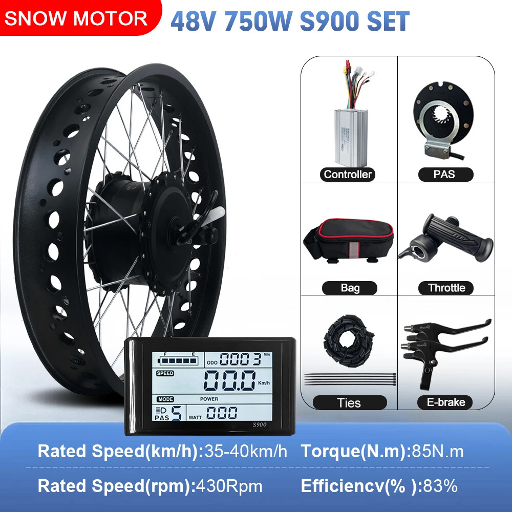 E-bike Conversion Kit 48V 750W 20/24/26inch Front Hub Motor Wheel Dropout 135mm