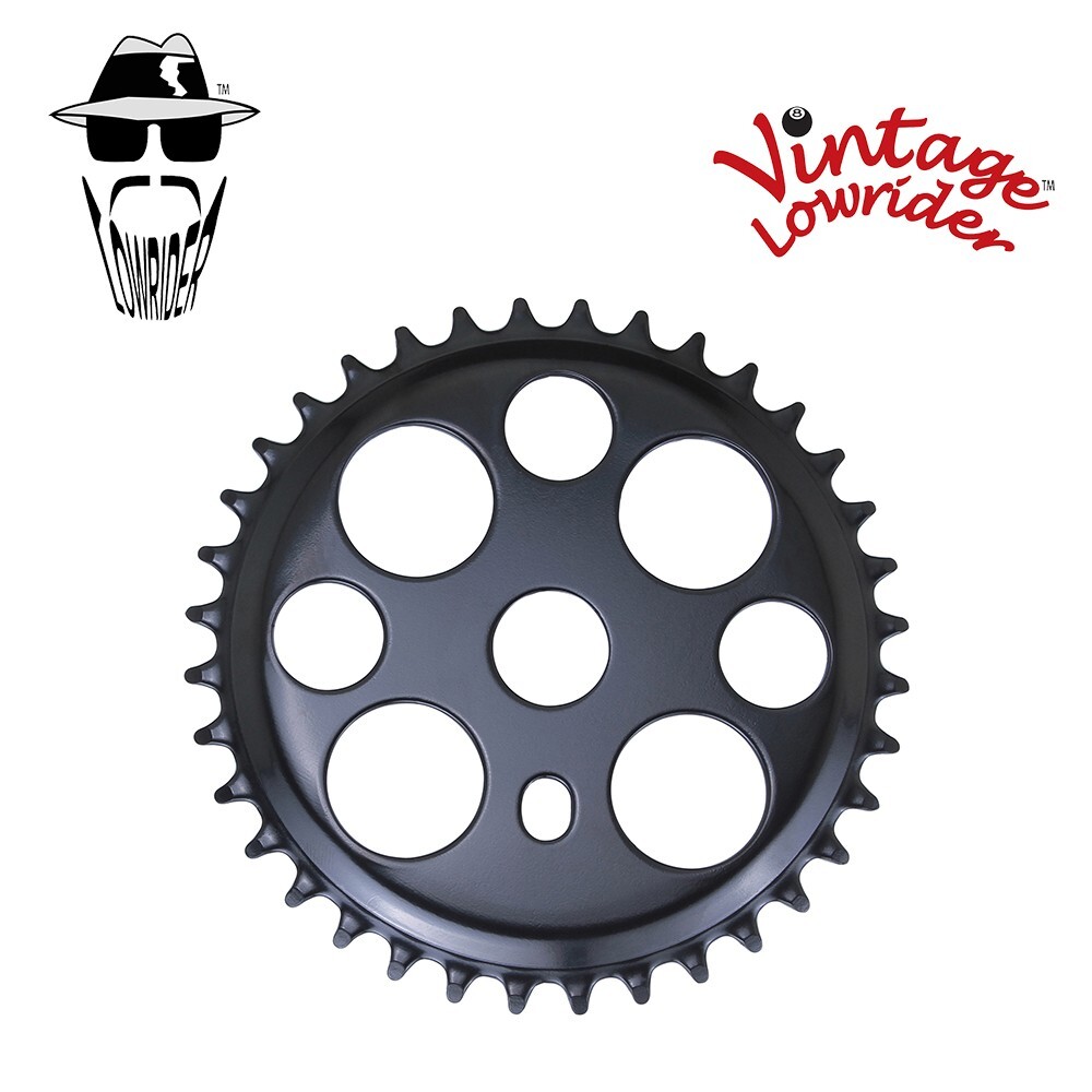 ORIGINAL LOWRIDER BICYCLE CHAINRING LUCKY 7 36t 1/2 X 1/8 Black LOWRIDER BIKE