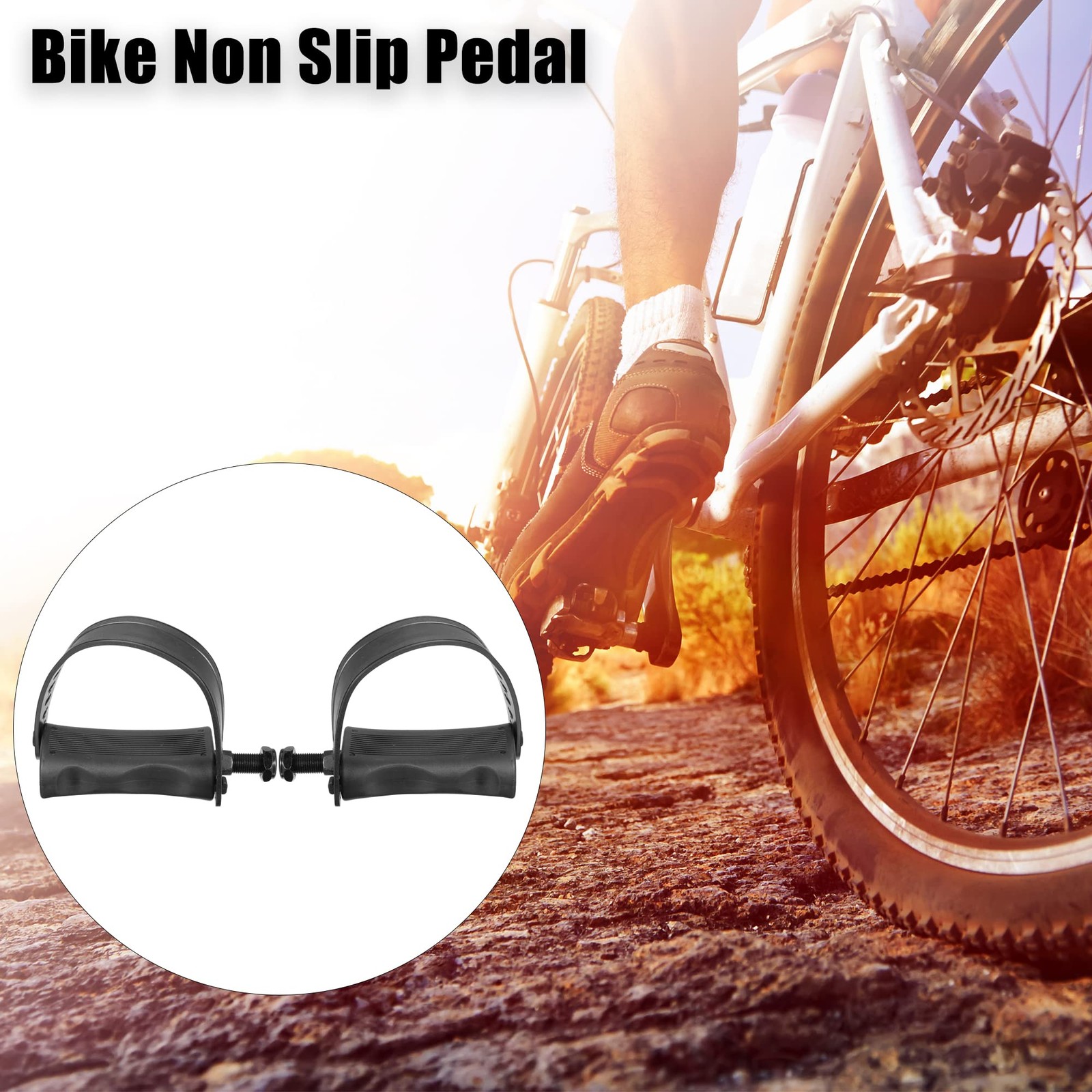 X AUTOHAUX 1 Pair Exercise Bike Pedals with Straps 1/2 Inch Spindle Cycling Part