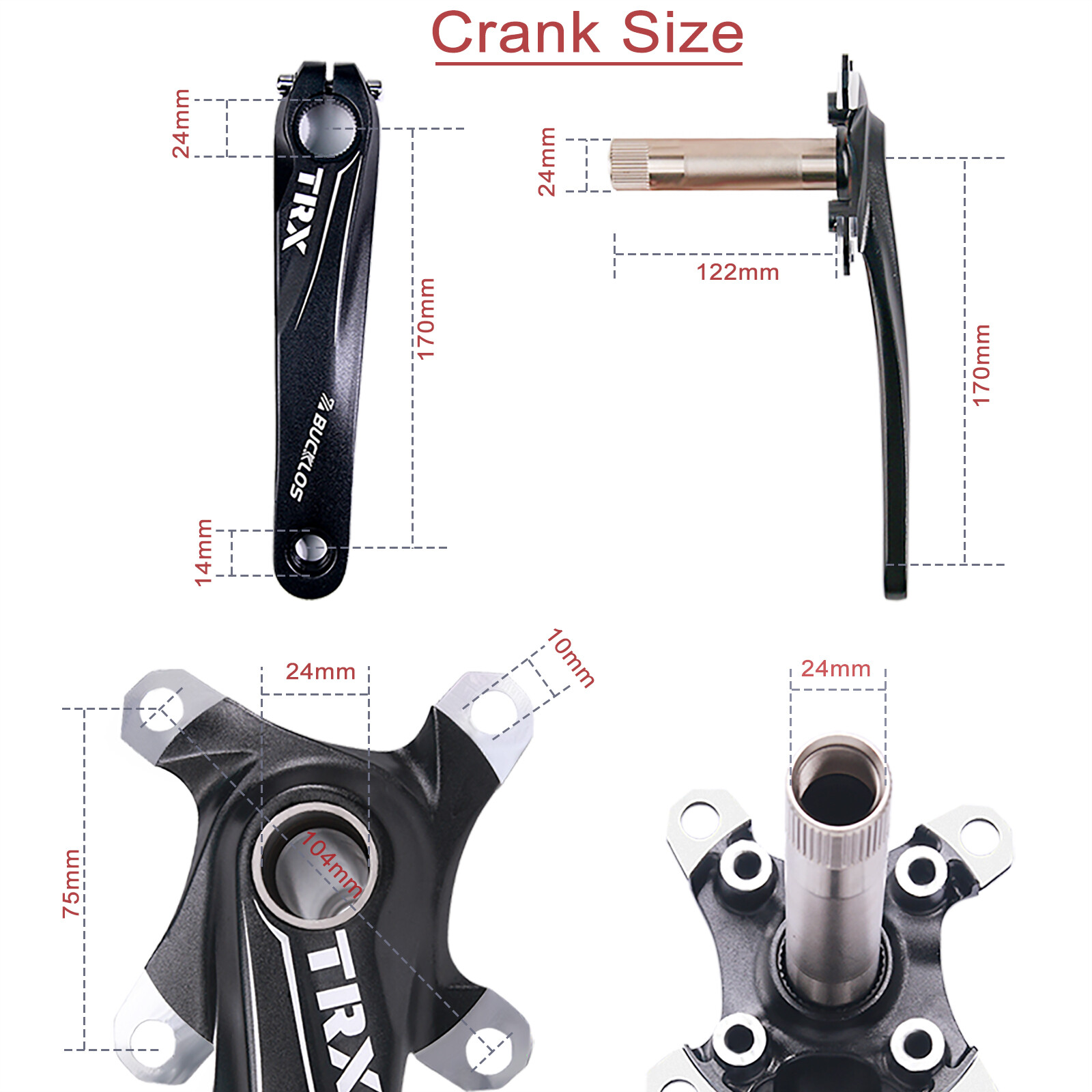 Mountain Bike Crankset 104BCD Crank 32-42t Chainring Narrow Wide BB For Shimano