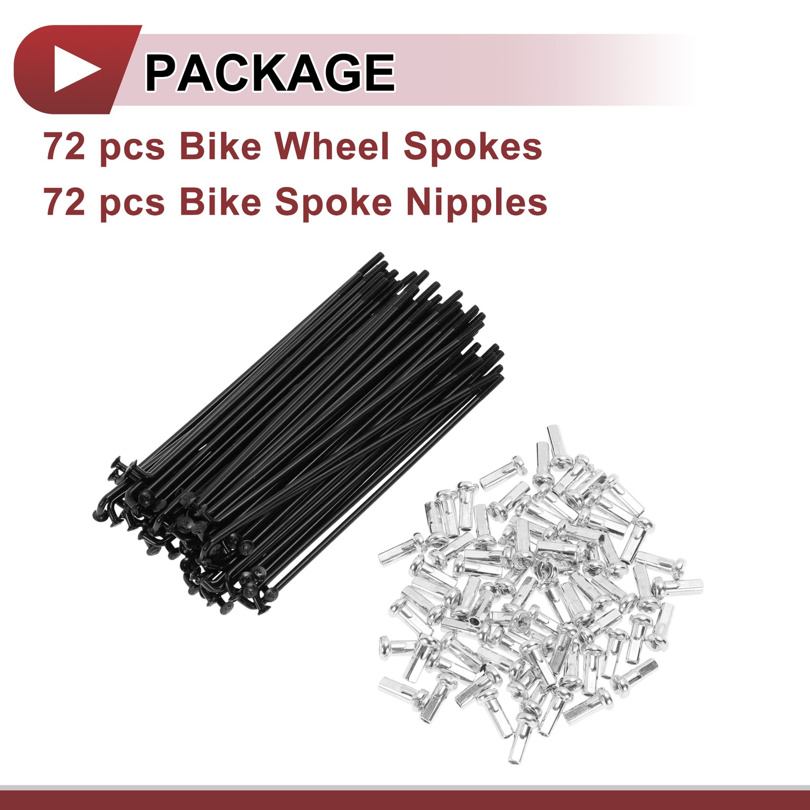 72 Set 14G Bicycle Spokes 89mm Bike Wheel Spokes Carbon Steel Black