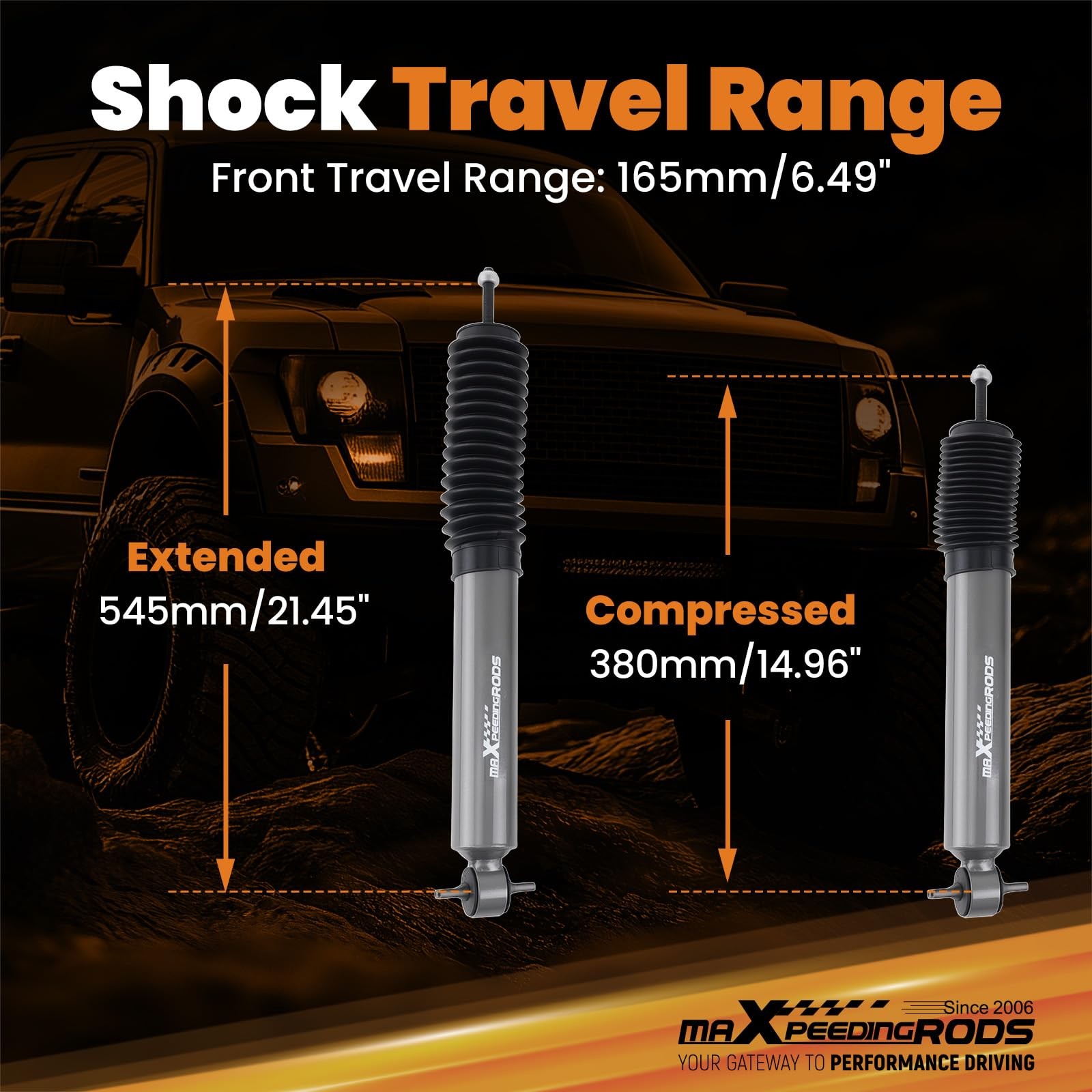 Maxpeedingrods 2.5-4 Front Shocks For 1999-2007 Chevy Silverado/Gmc Sierra 1500