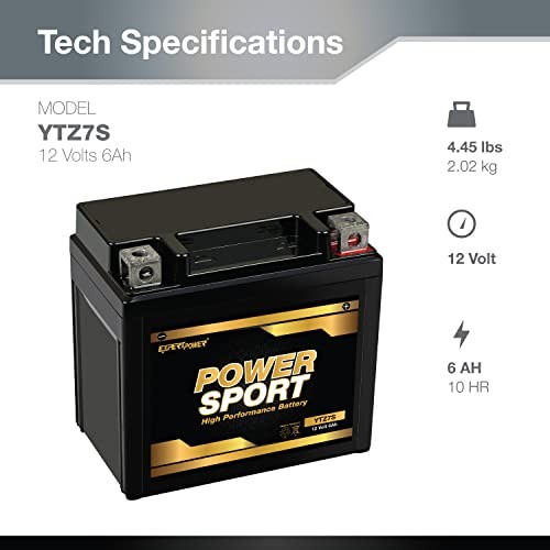 ETZ7S / YTZ7S Motorcycle Battery – 12V 6Ah 160 CCA Powersports Batteries, AGM