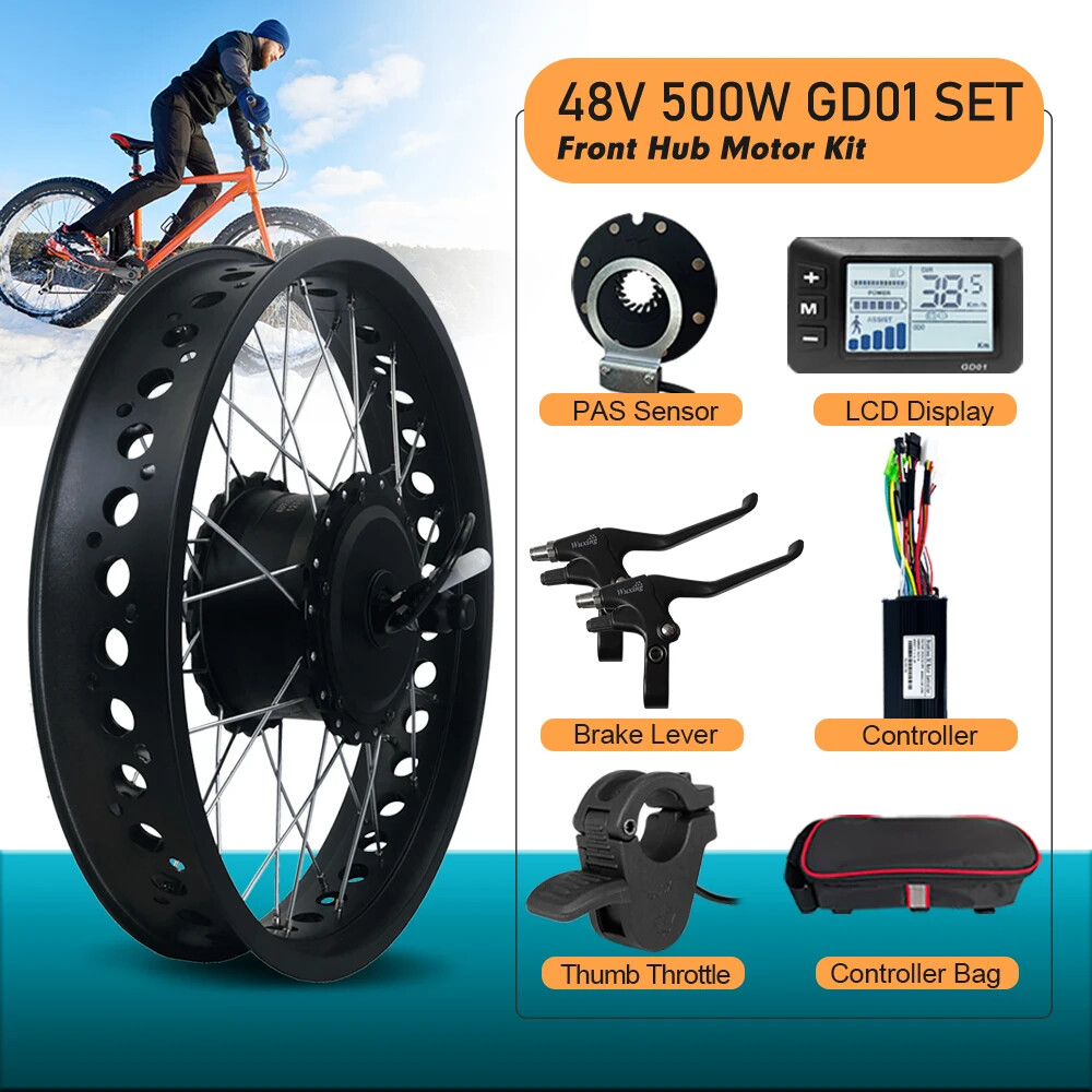 36 48V 500W Brushless Gear Front Motor Wheel for Snow Fat Bike Electric Bicycle