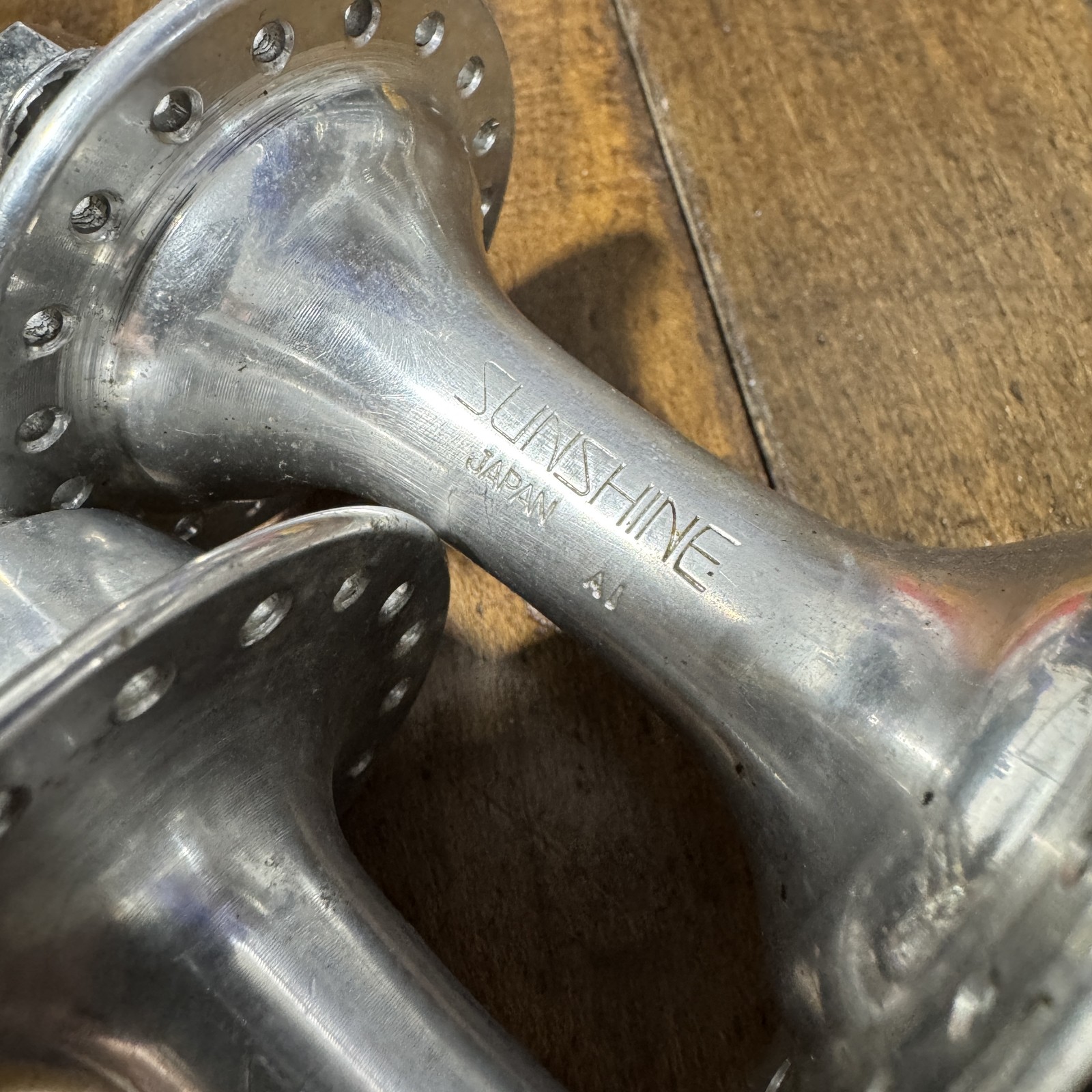 Vintage Sunshine Sealed Bearing Hub Set 36H Nutted Silver Alloy Nut BMX MTB 80s