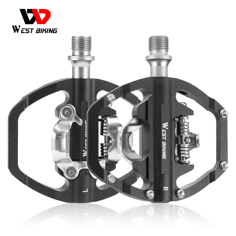 1 Pair Mountain Bike Pedals MTB Dual Platform SPD Clipless Pedals with Cleats