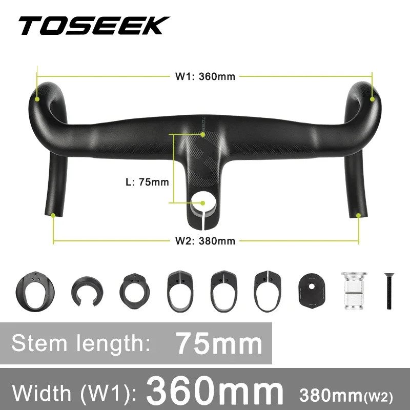 Road Bike Carbon Integrated Handlebar DI2 Full Internal Cable Routing Bent Bar