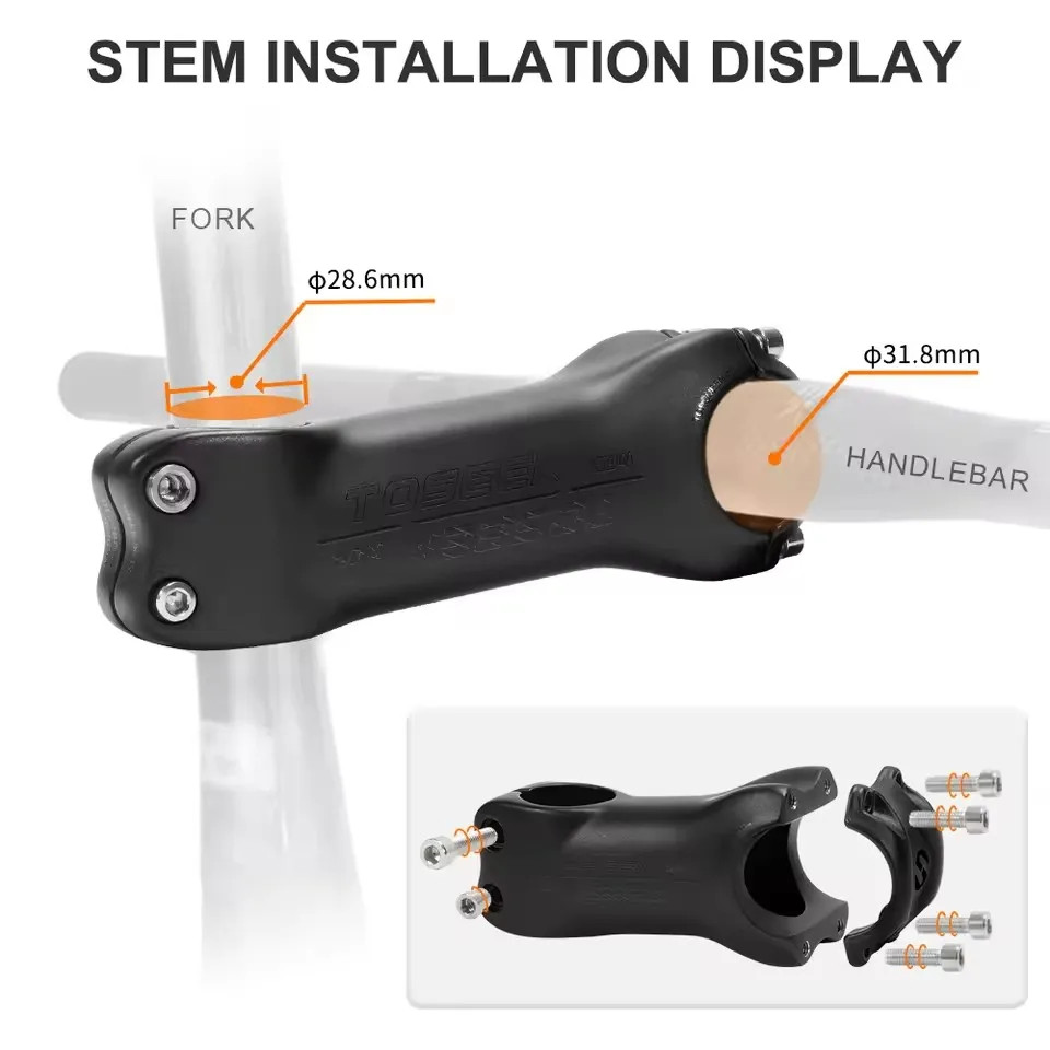 TOSEEK K04 Black Matte Carbon Fibre Stem MTB Bike Road Mountain Bicycle Stem 31.